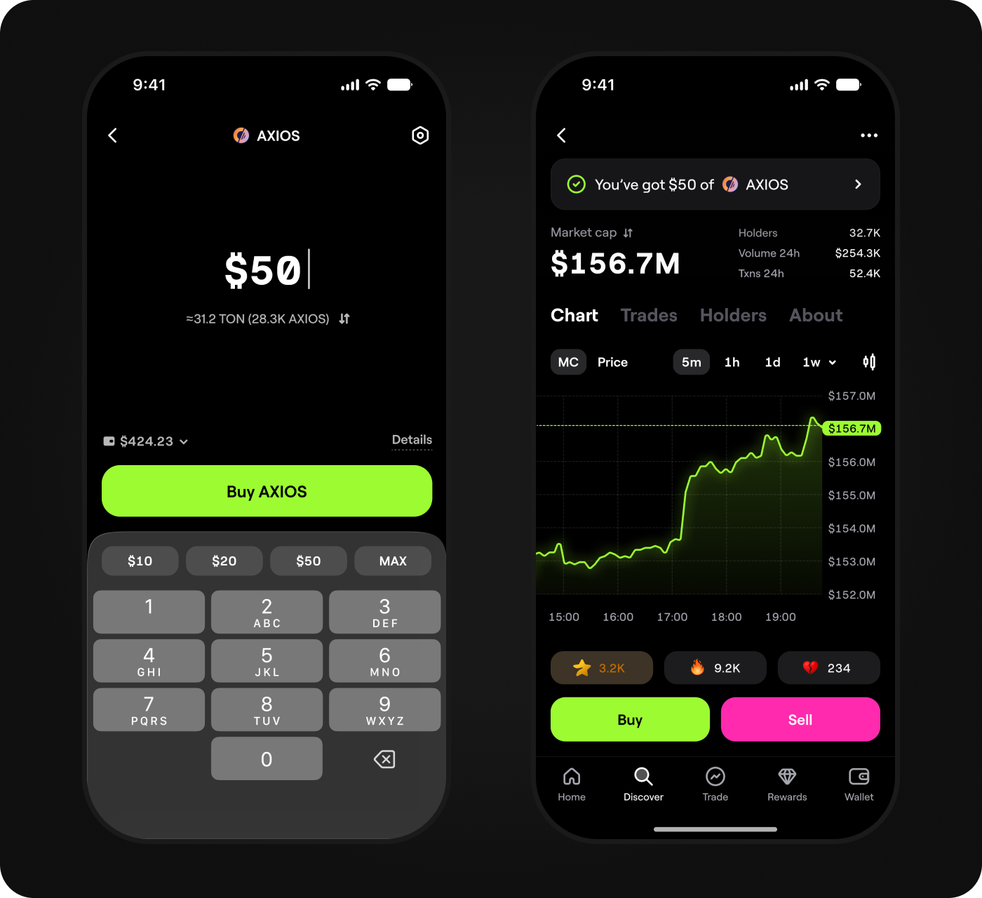 First version: buy and confirmation